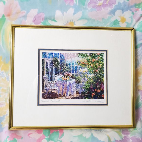 Vintage Framed Original H GORDON Print - "MORNING FRAGRANCE" - Picture 1 of 3